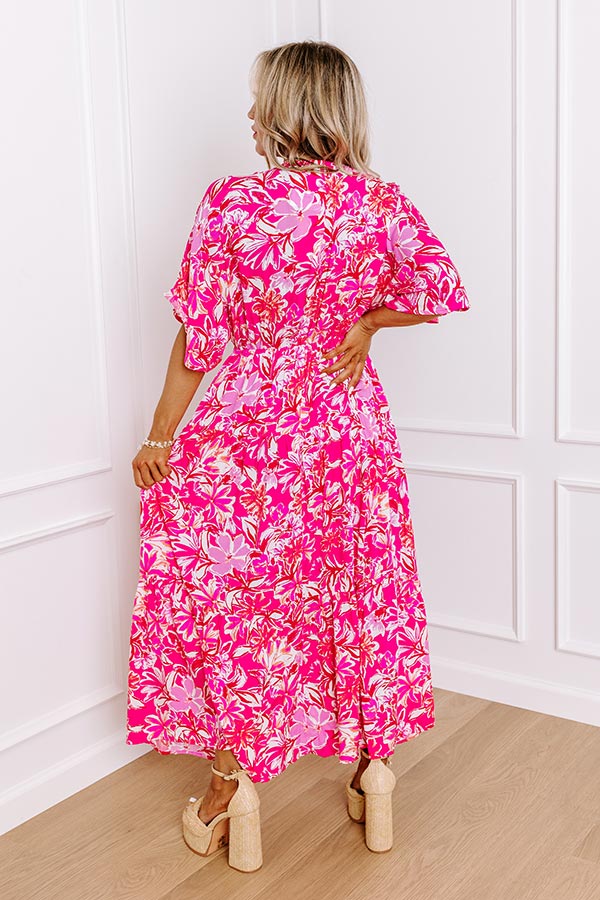 Blossom Breeze Floral Maxi In Hot Pink