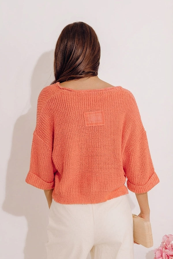 Vacation Vibes Knit Top in Coral Image - 4