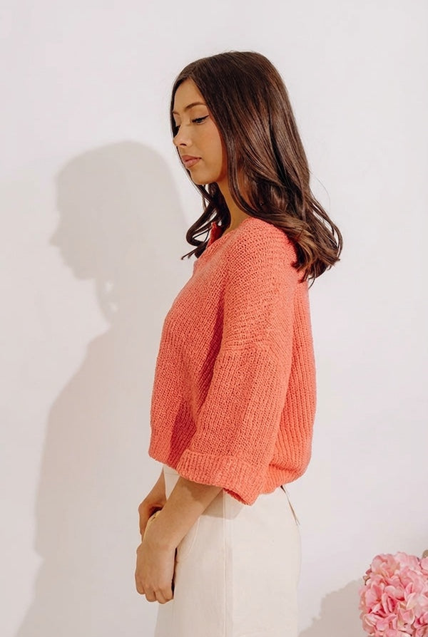 Vacation Vibes Knit Top in Coral Image - 3