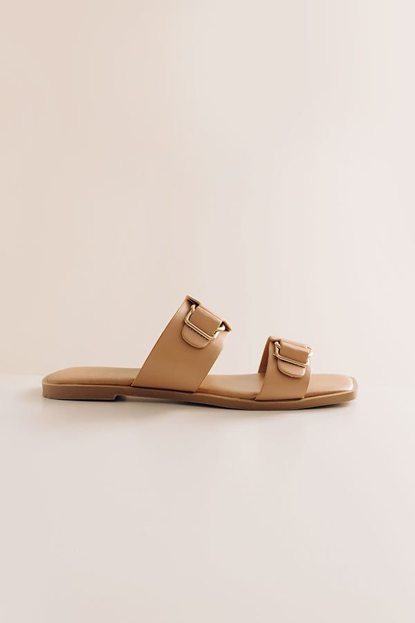 The Bella Faux Leather Sandal In Iced Latte Image - 3