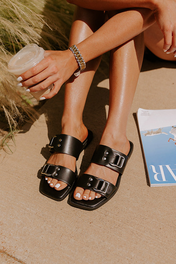 The Bella Faux Leather Sandal In Black