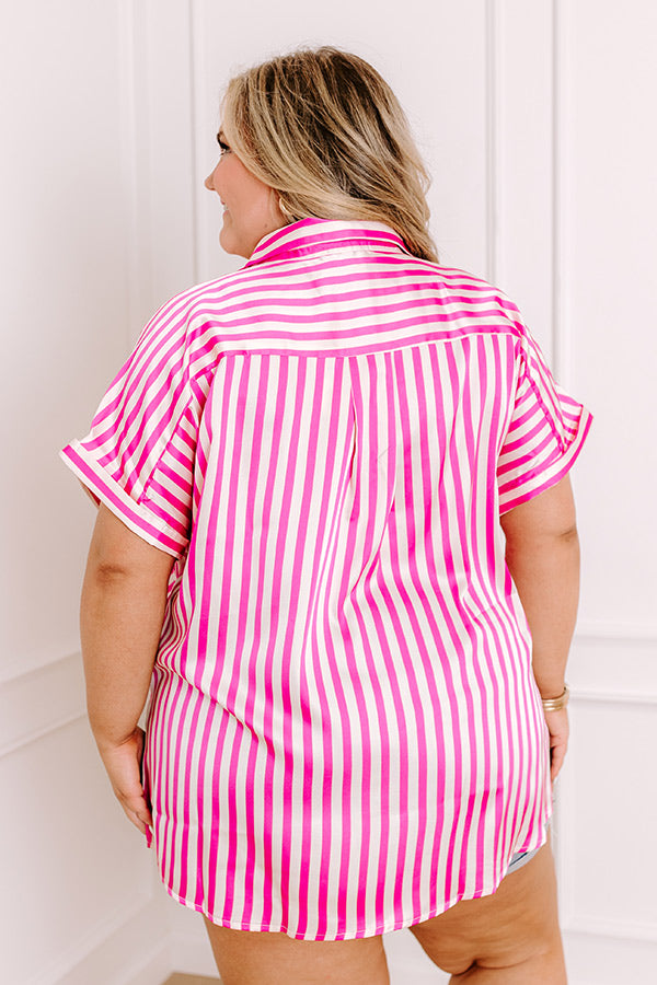 Horizon Light Satin Button Up In Fuchsia Curves