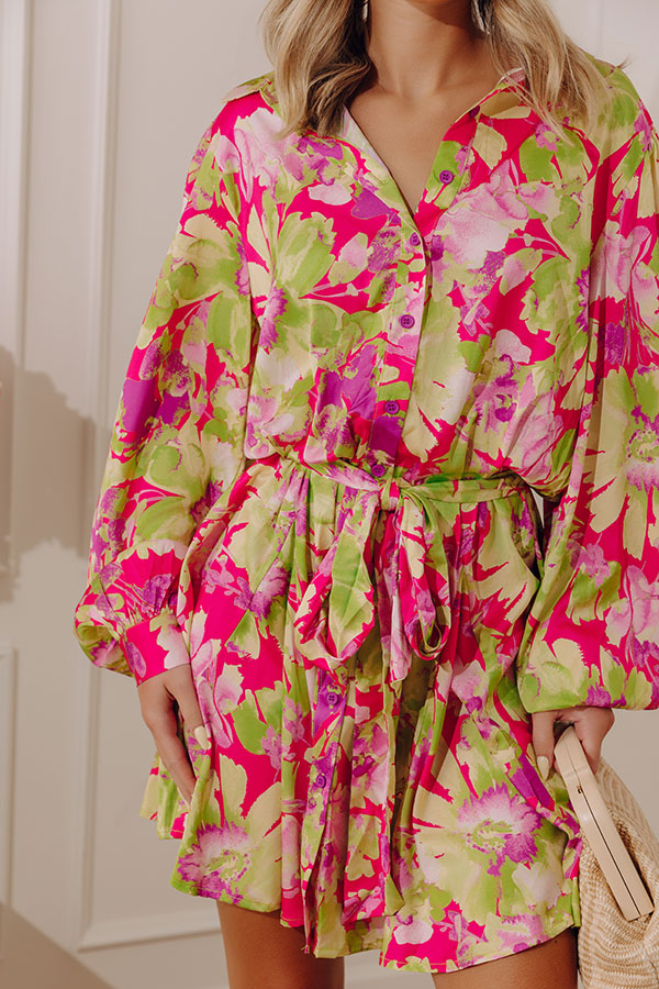 Aloha Attire Satin Floral Dress Image - 2