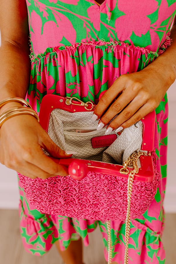 Naomi Woven Crossbody In Hot Pink Image - 3