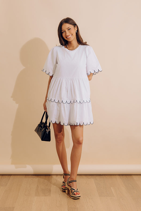 State Of Grace Scalloped Mini Dress M / White