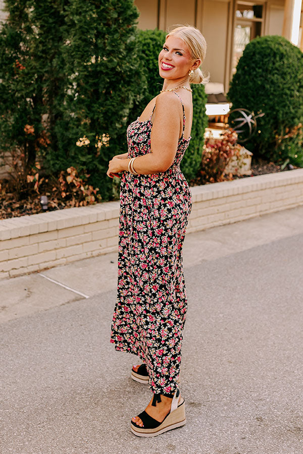 Smiles and Sunshine Floral Maxi in Black Curves