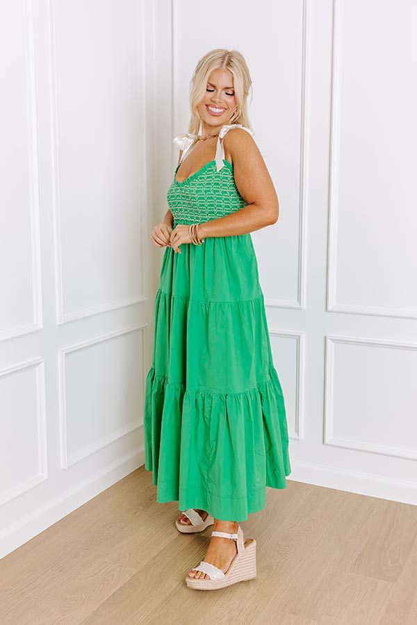 Classic Cutie Smocked Maxi Dress in Kelly Green Curves Classic Cutie Smocked Maxi Dress in Kelly Green Curves