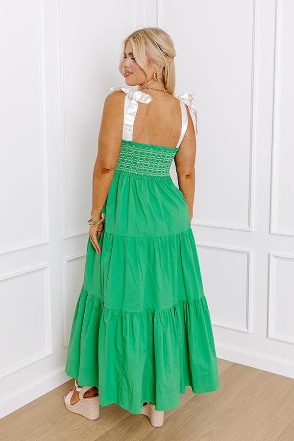 Classic Cutie Smocked Maxi Dress in Kelly Green Curves