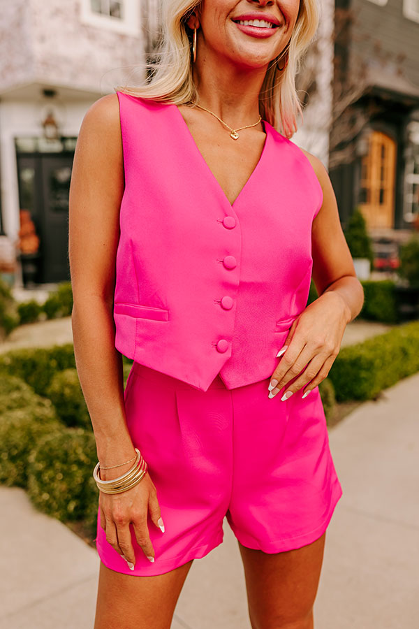 Girl Boss High Waist Shorts in Hot Pink