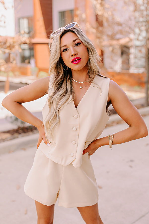 Girl Boss Crop Vest in Champagne