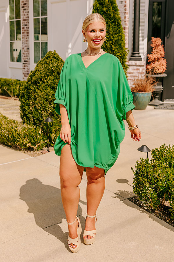 Take The Train Shift Dress In Kelly Green Curves