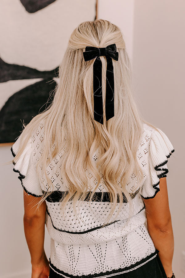 Crushing On You Velvet Bow Hair Clip in Black