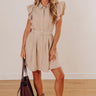 Take A Chance Ruffle Mini Dress in Warm Taupe Image - 1