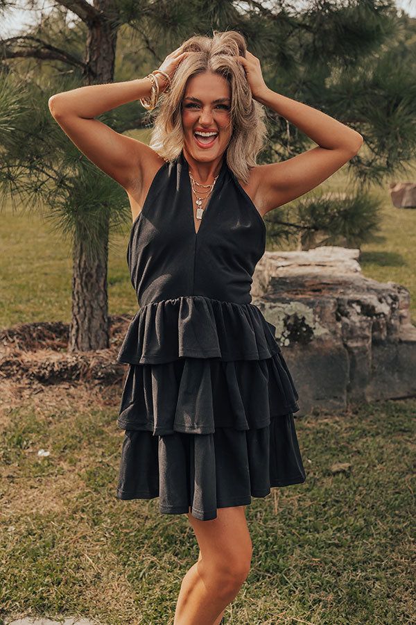Writing Love Notes Ruffle Mini Dress in Black M / Black Writing Love Notes Ruffle Mini Dress in Black M / Black