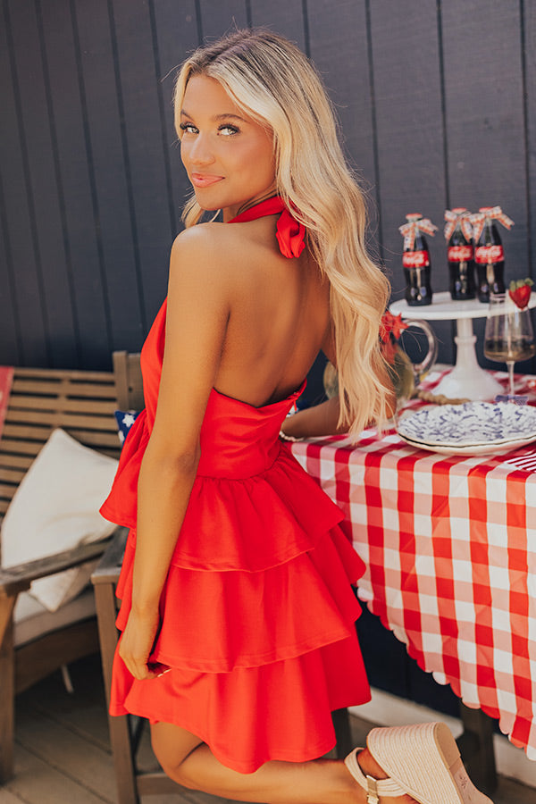Writing Love Notes Ruffle Mini Dress in Red Writing Love Notes Ruffle Mini Dress in Red
