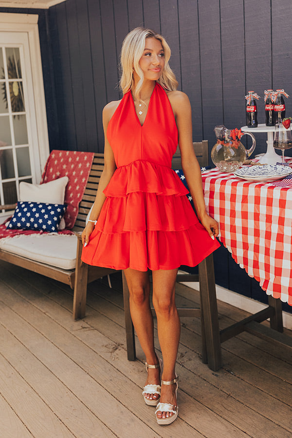 Writing Love Notes Ruffle Mini Dress in Red