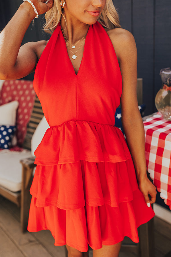 Writing Love Notes Ruffle Mini Dress in Red