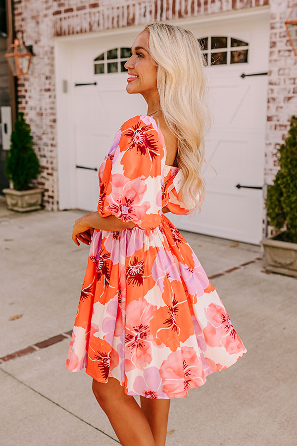 Honolulu Date Night Floral Mini Dress S / Tangerine Honolulu Date Night Floral Mini Dress S / Tangerine
