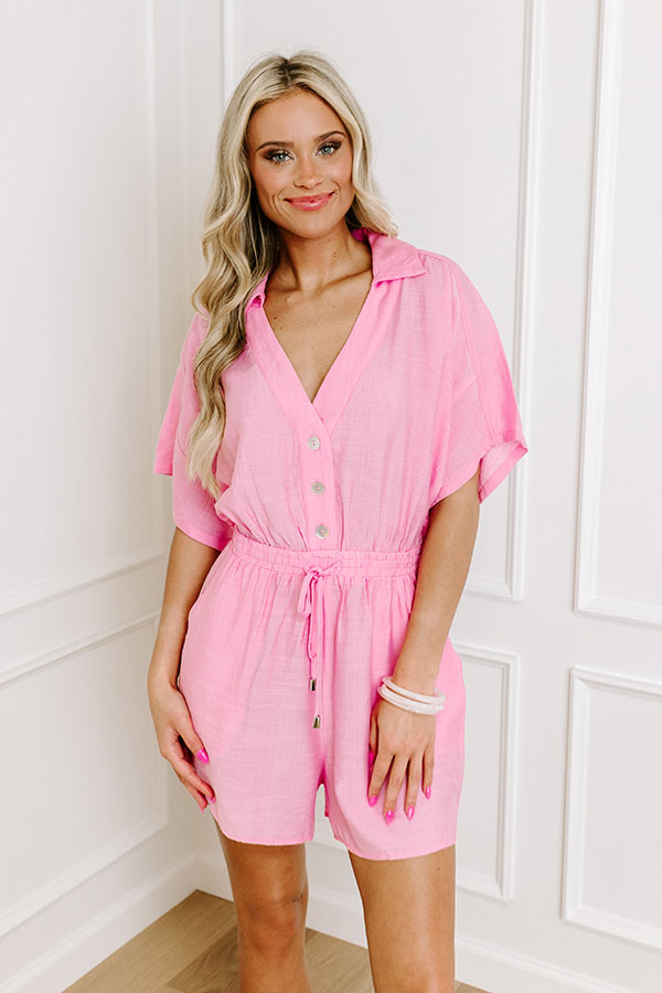 Colorful Coastline Romper in Pink