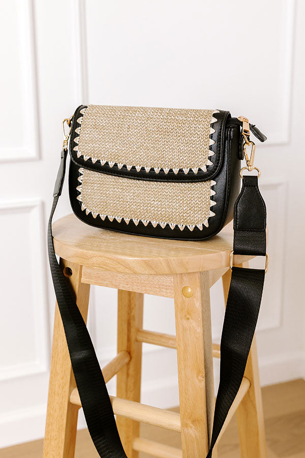 Vacay Ready Woven Crossbody in Black