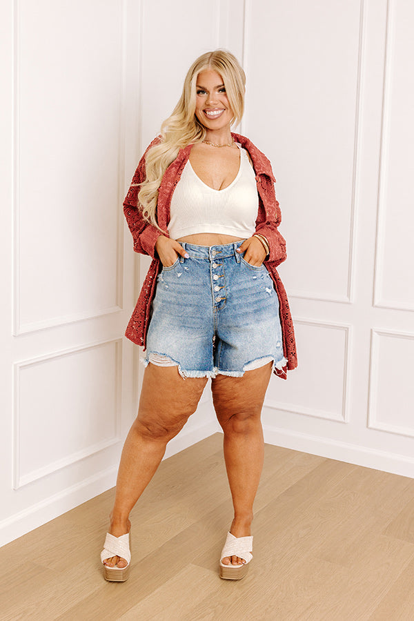 Judy Blue Maribel High Waist Distressed Shorts Curves