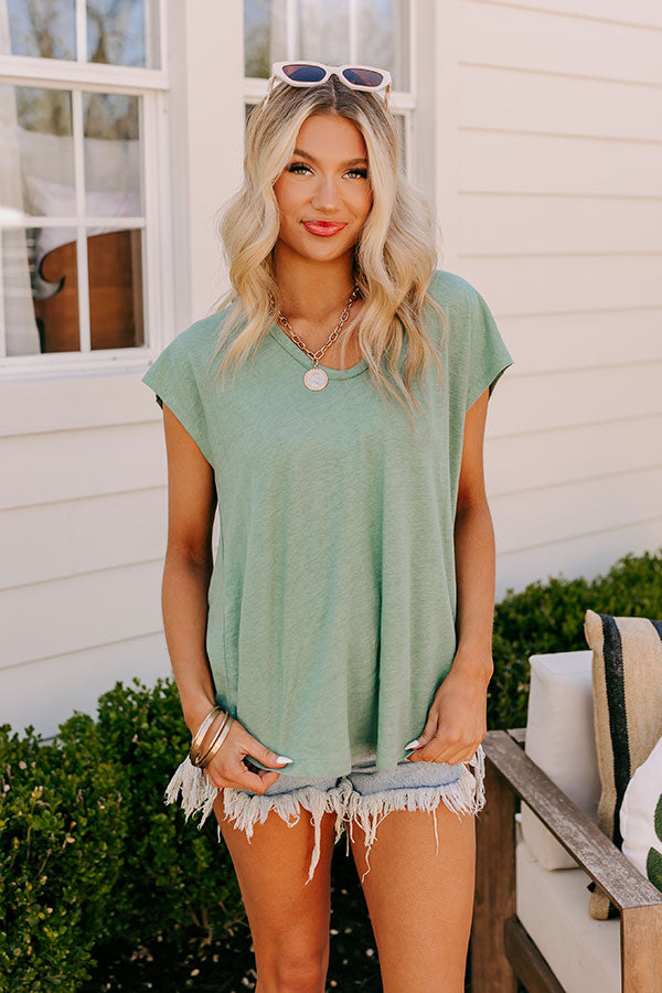 Fan Fav Linen-Blend Shift Top in Pear   