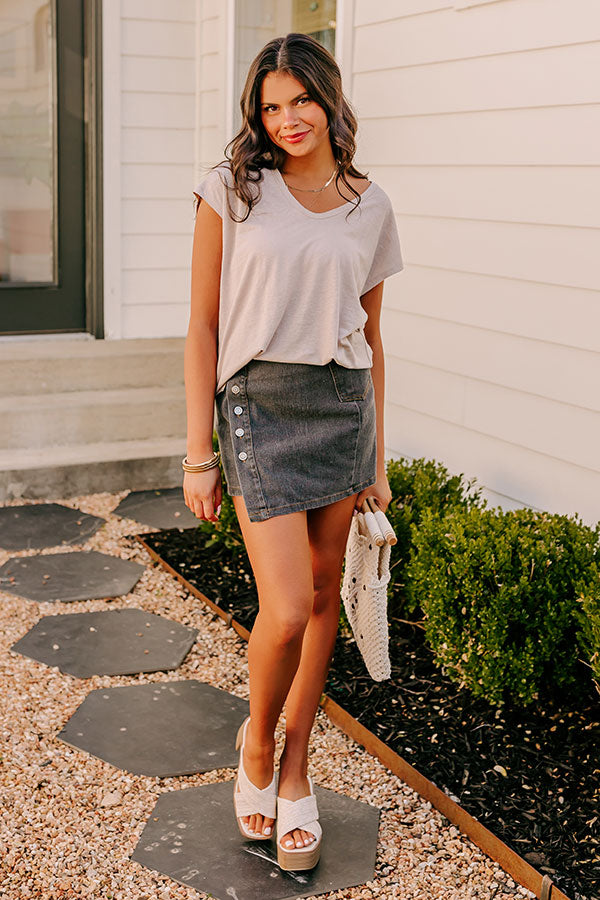 Fan Fav Linen-Blend Shift Top in Warm Taupe   