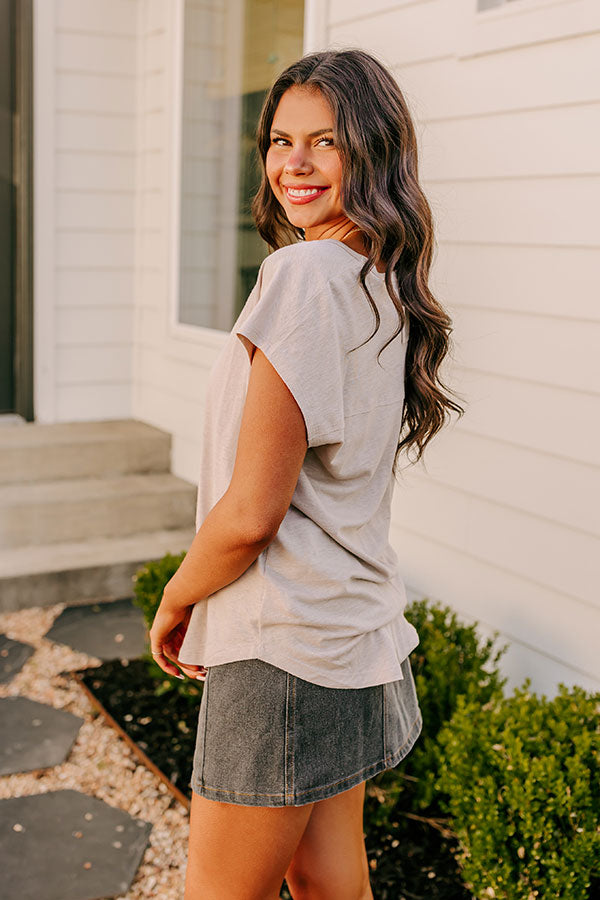 Fan Fav Linen-Blend Shift Top in Warm Taupe