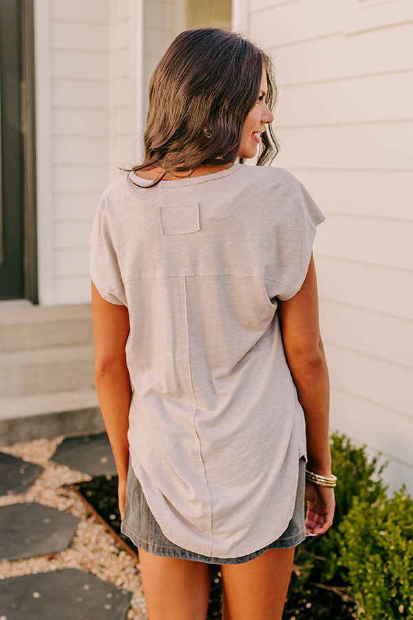 Fan Fav Linen-Blend Shift Top in Warm Taupe