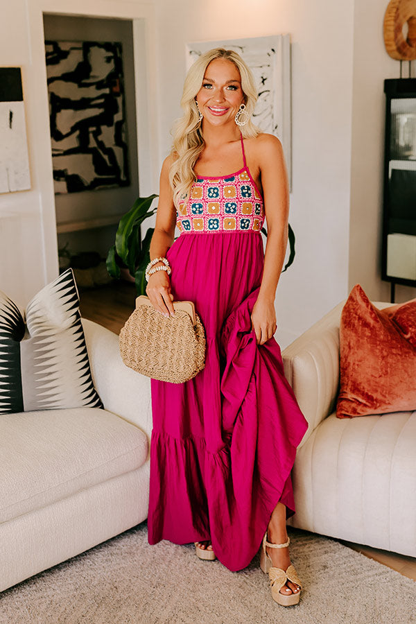 Key Largo Sunshine Crochet Maxi Dress S / berry Key Largo Sunshine Crochet Maxi Dress S / berry