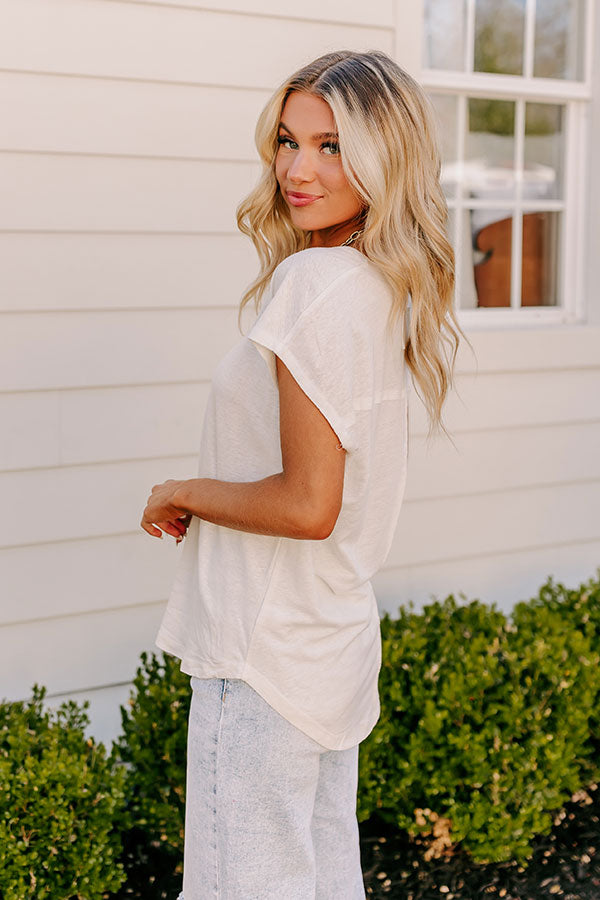 Fan Fav Linen-Blend Shift Top in Ivory   