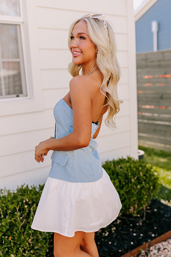 NYC Fashion Week Chambray Mini Dress L / denim light wash NYC Fashion Week Chambray Mini Dress L / denim light wash