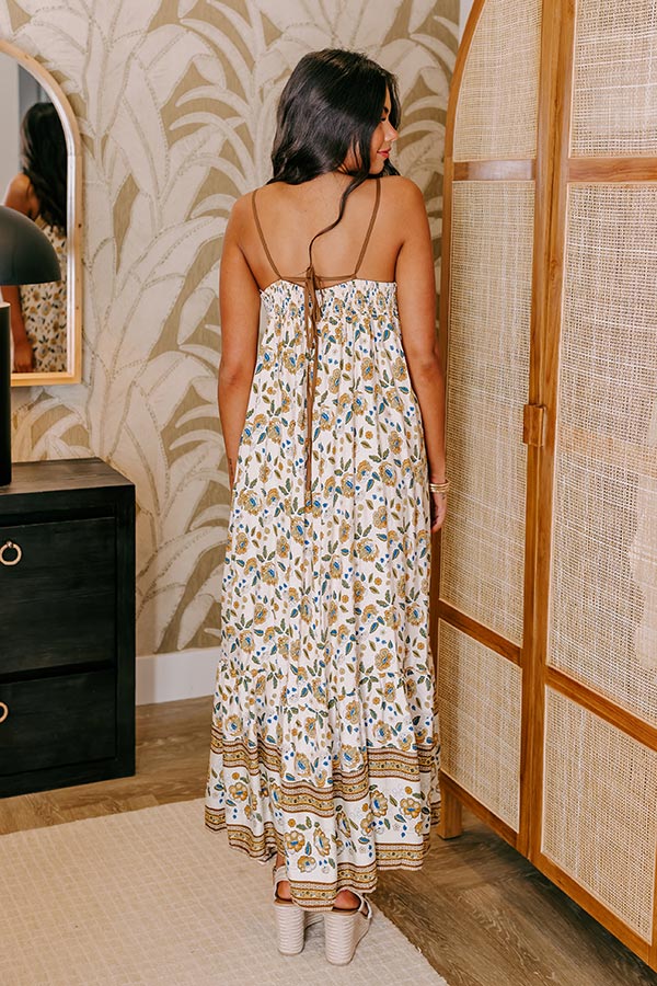 Sunny Disposition Floral Maxi Dress in Cream