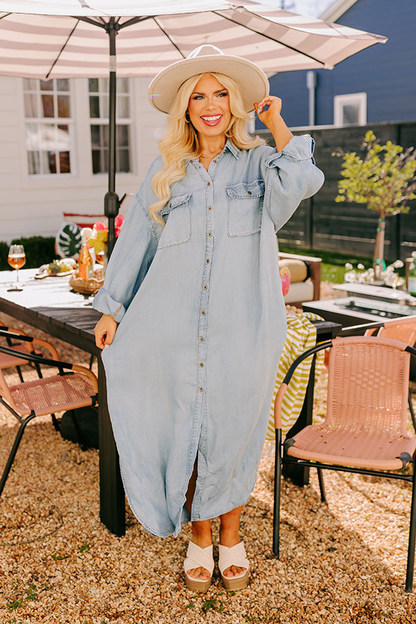 chambray maxi dress Boston Proper - Deep Blue - Luxe Chambray Button Up Tiered Maxi Dress