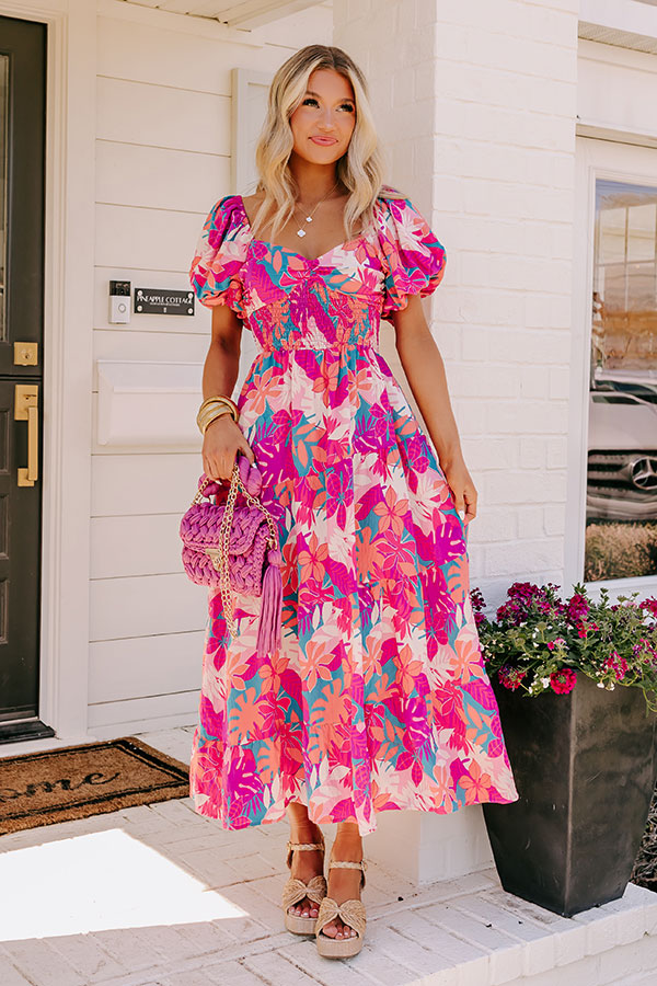 On Tropic Time Maxi Dress in Hot Pink