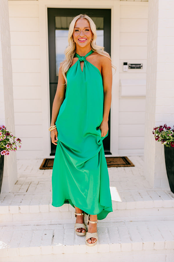 Bali Date Night Satin Maxi Dress in Green Bali Date Night Satin Maxi Dress in Green