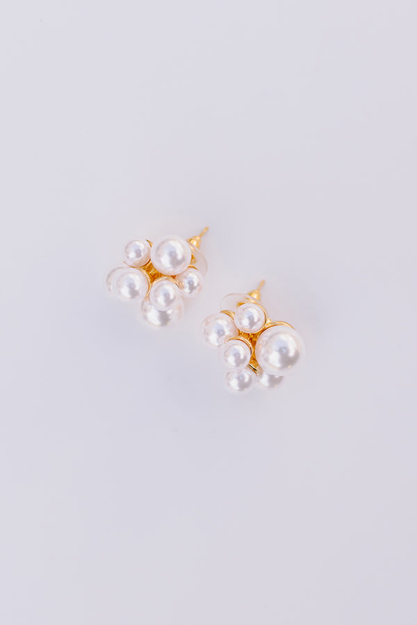 Pearl Cluster Stud Earrings
