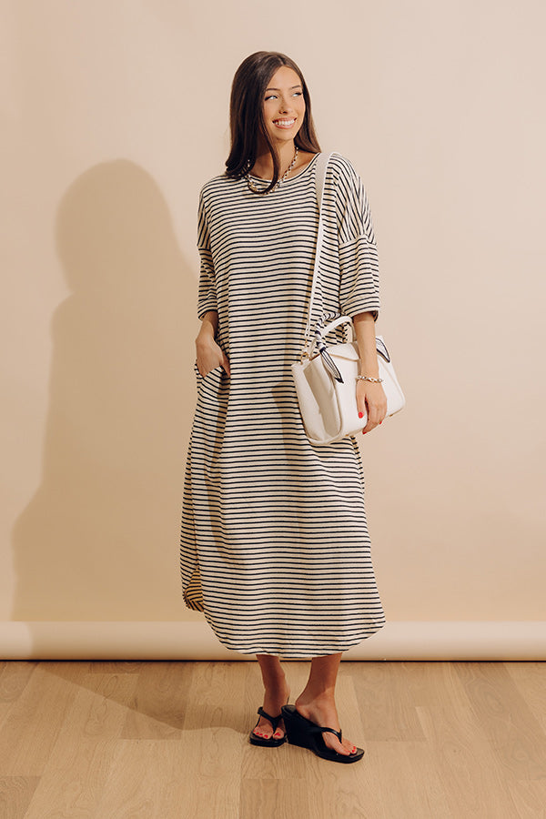 Beach Day Terry Stripe Maxi Dress in Cream Image - 1