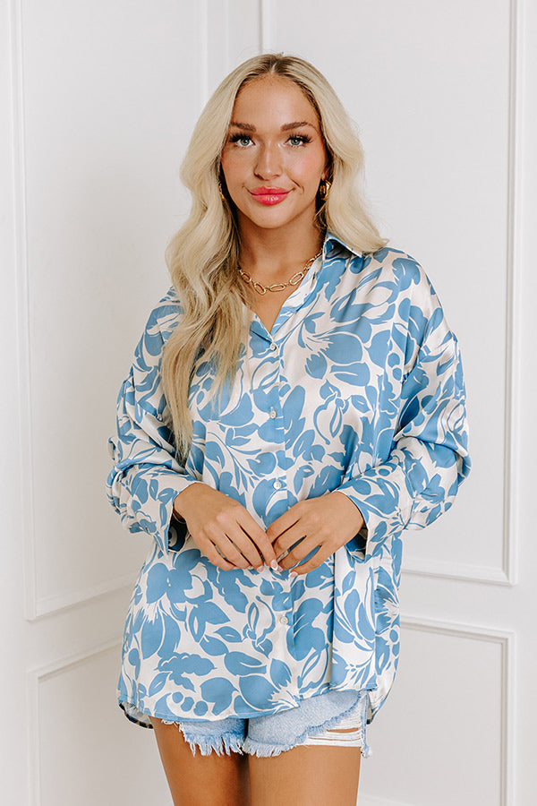 On Vacay Time Satin Button Up