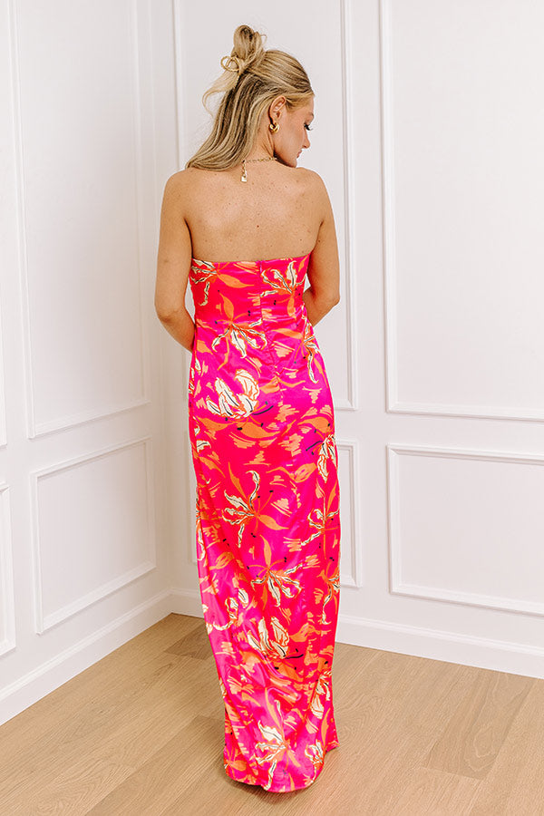 Gala Ready Satin Maxi Dress in Hot Pink Gala Ready Satin Maxi Dress in Hot Pink