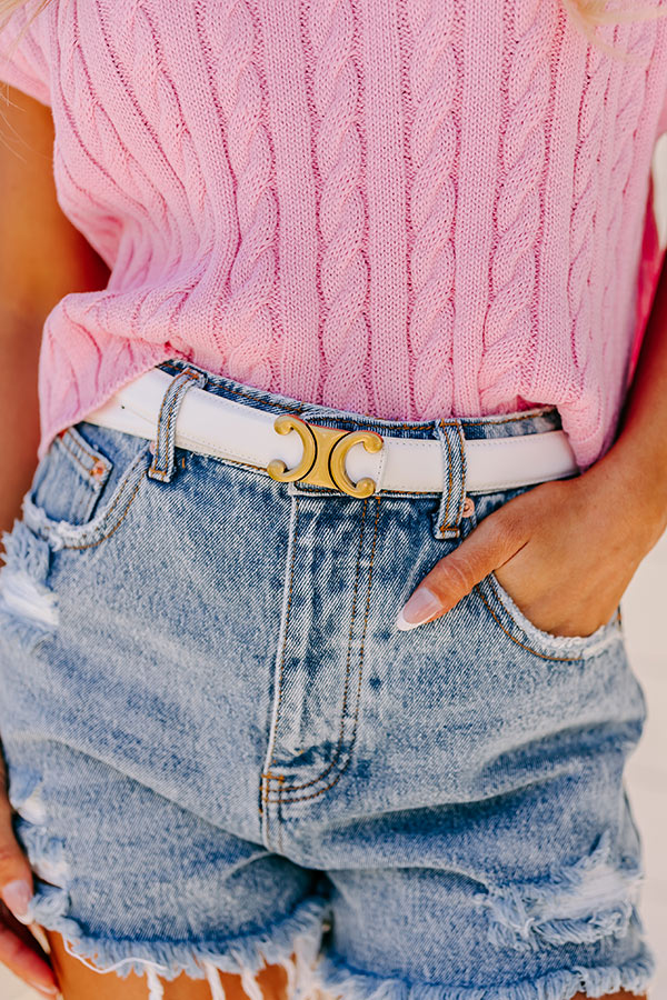 Salina Faux Leather Belt in White