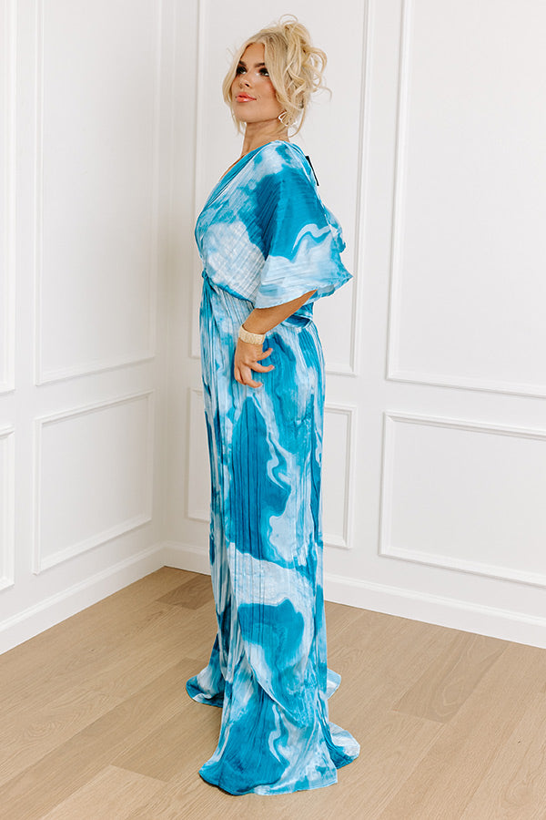 Miami Date Night Pleated Jumpsuit in Blue Curves 2XL / Blue Miami Date Night Pleated Jumpsuit in Blue Curves 2XL / Blue
