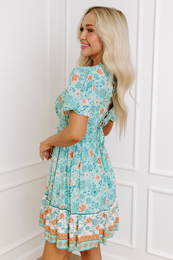 Sunday Strolls Floral Mini Dress in Mint