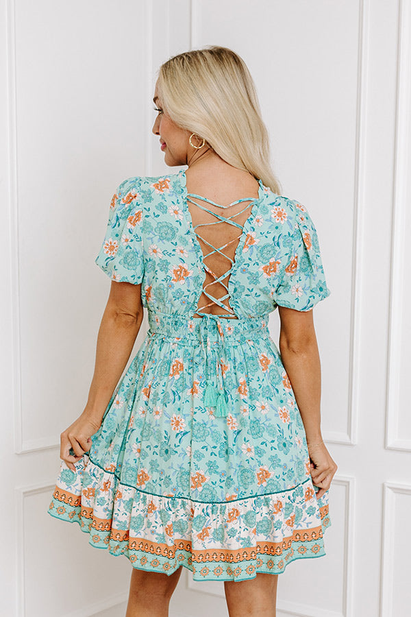 Sunday Strolls Floral Mini Dress in Mint