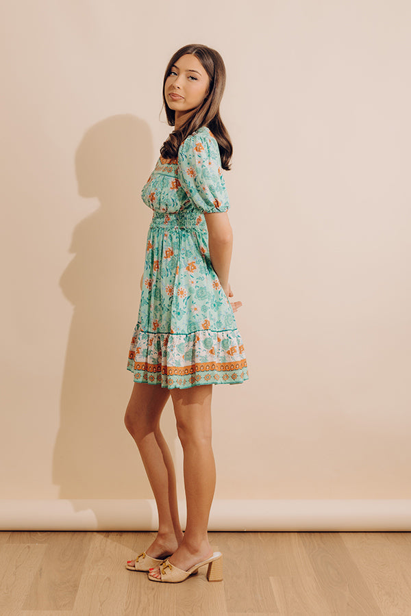 Sunday Strolls Floral Mini Dress in Mint Image - 2