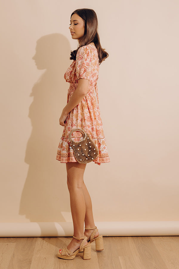 Sunday Strolls Floral Mini Dress in Peach L / Peach Sunday Strolls Floral Mini Dress in Peach L / Peach