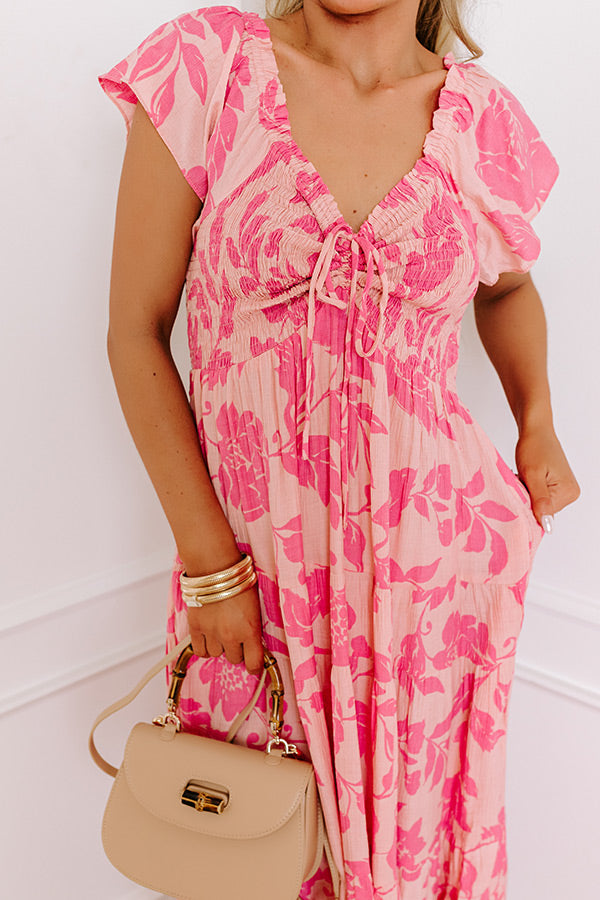 Sending Love Notes Floral Maxi Dress in Pink