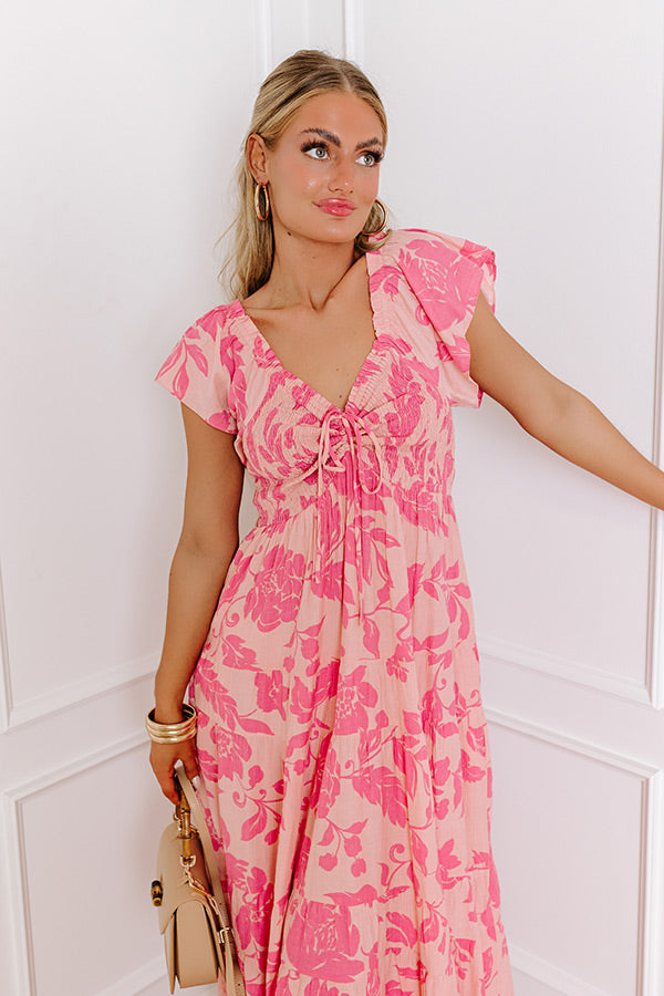 Sending Love Notes Floral Maxi Dress in Pink