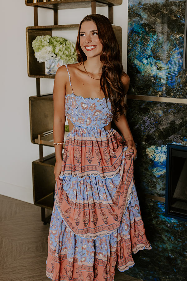 Feeling Boho Tiered Maxi Dress S / sky blue Feeling Boho Tiered Maxi Dress S / sky blue