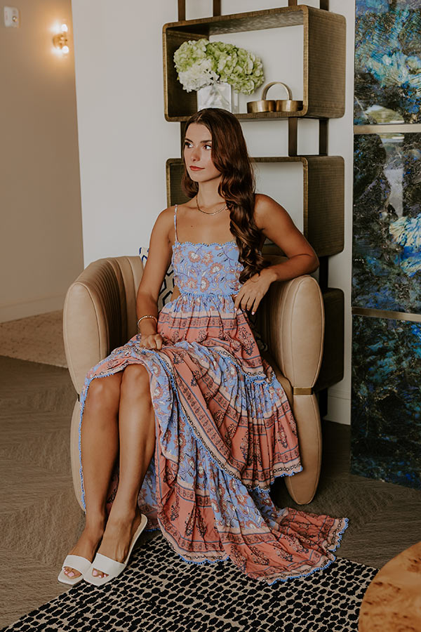 Feeling Boho Tiered Maxi Dress S / sky blue Feeling Boho Tiered Maxi Dress S / sky blue